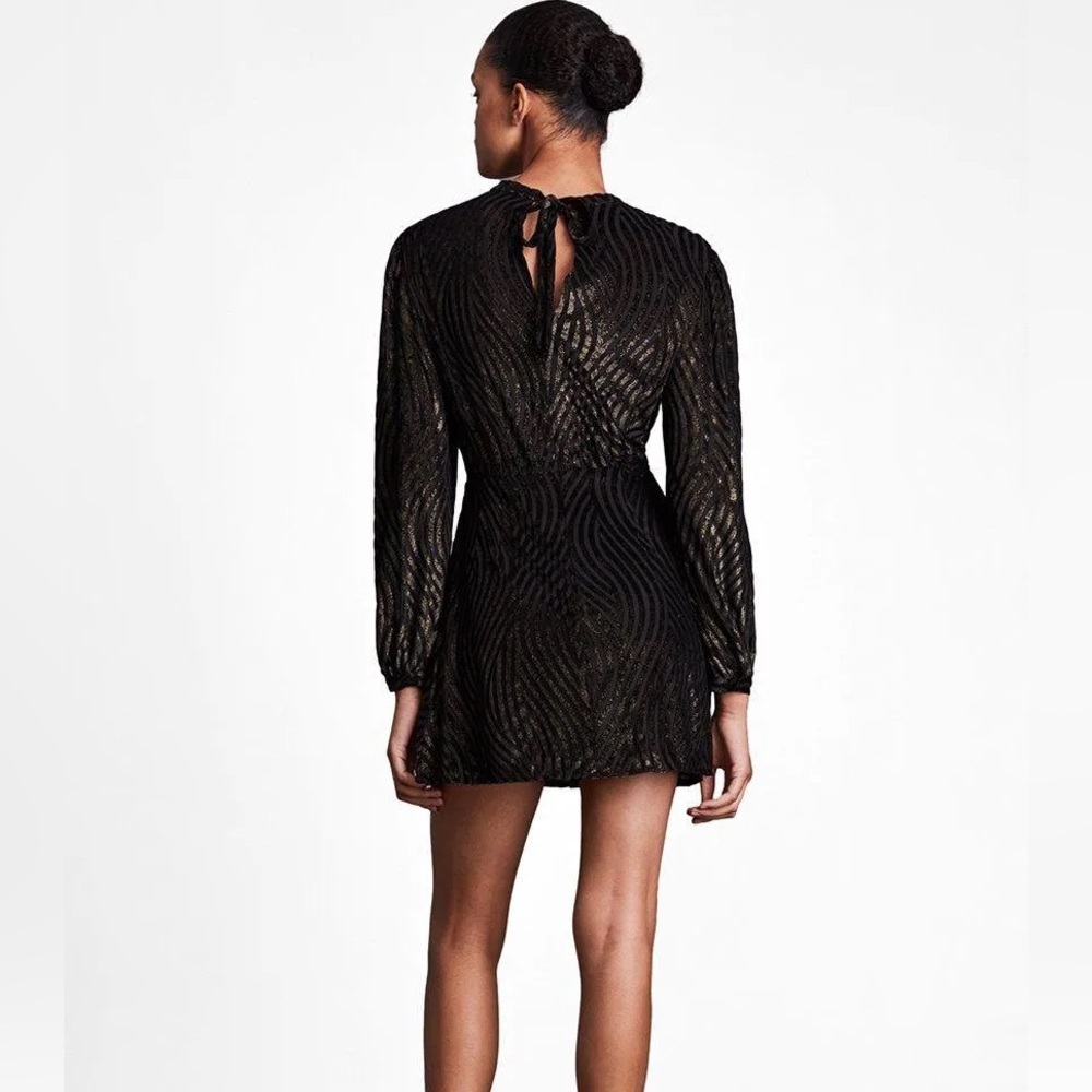AllSaints Jemima Shimmer Stripe Mini Dress in Black Size 4 - Picture 5 of 10